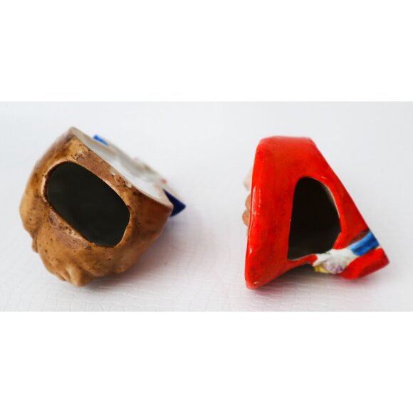 Vintage Ceramic Wall Pocket Planters Boy & Girl Faces Hand-Painted Made In Japan - Picture 5 of 7